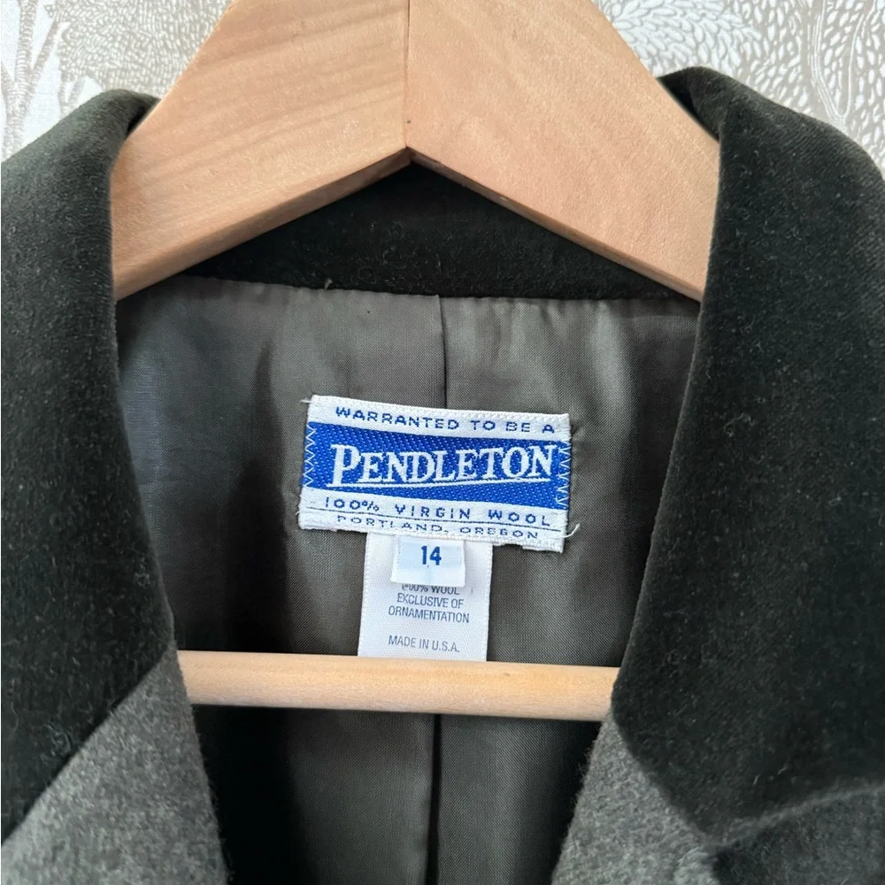 Pendleton Olive Green Wool Blazer with Velvet Collar - Picture 3 of 10